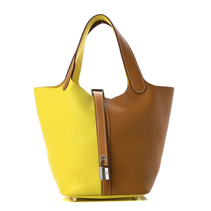 Hermes Taurillon Clemence Picotin 18 PM Lime Sesame 1 of 11