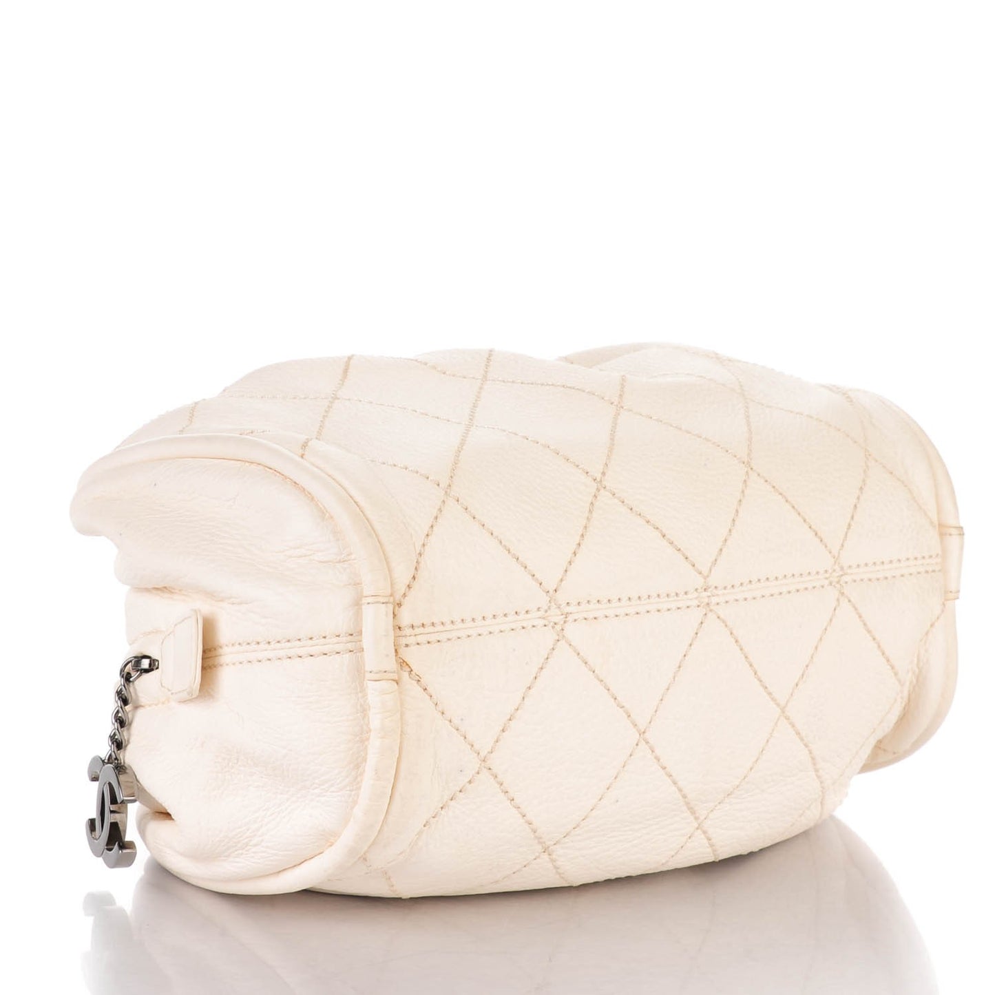Calfskin Round Bowling Bag White