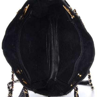 Chanel Lambskin Coated Canvas Shopping Tote Black 5 of 16
