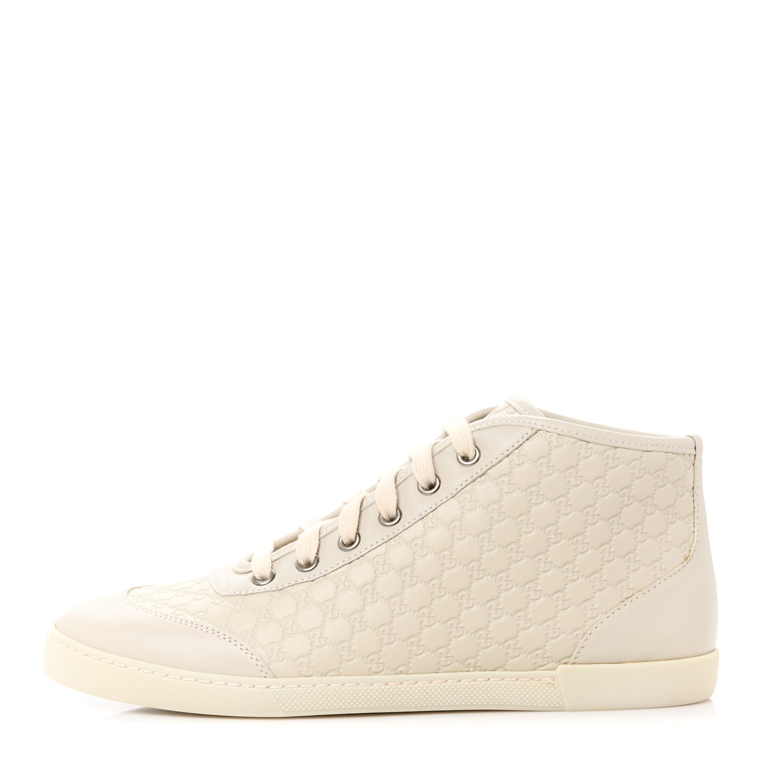 Gucci Microguccissima Womens High Top Sneakers 37.5 Off White 1 of 8