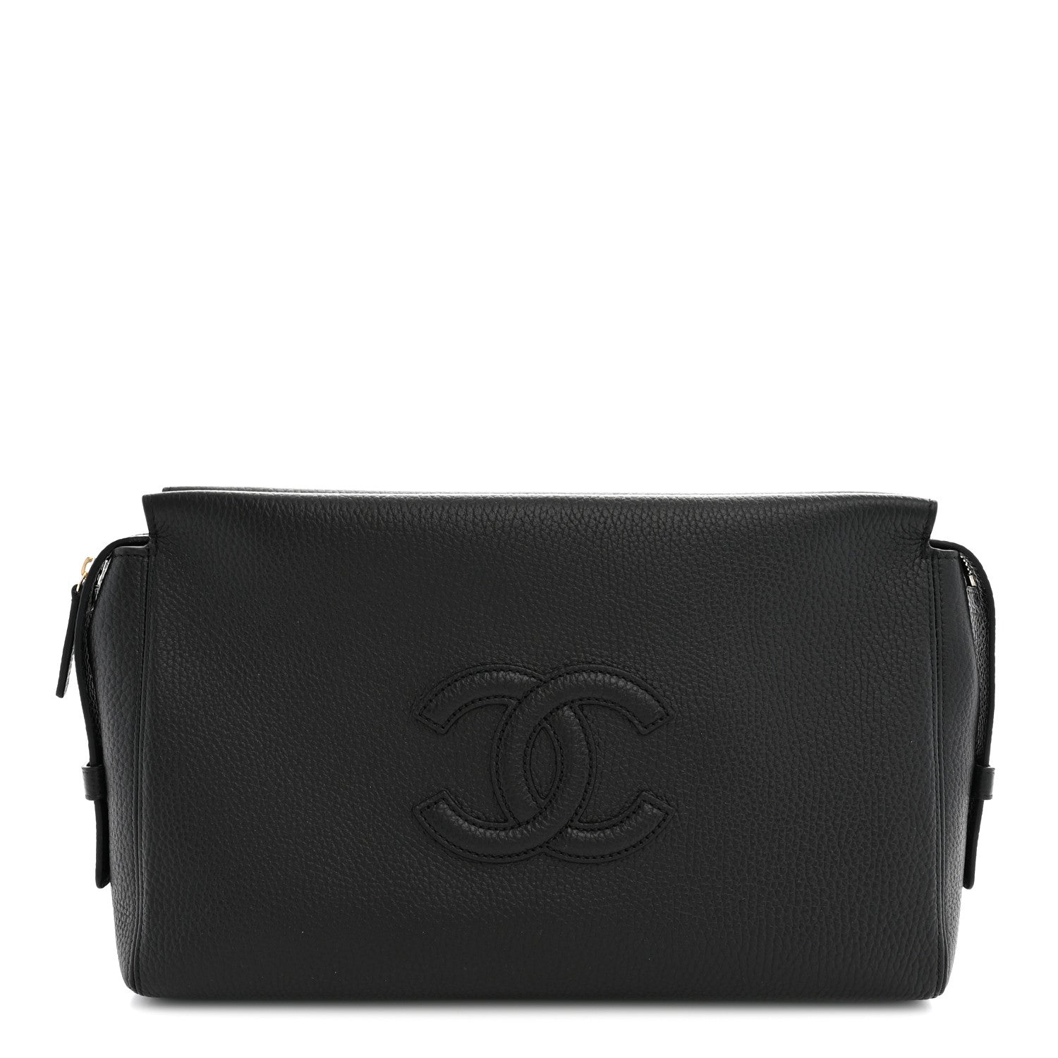 Chanel Grained Calfskin Large Zippered Pouch Black 1 of 10