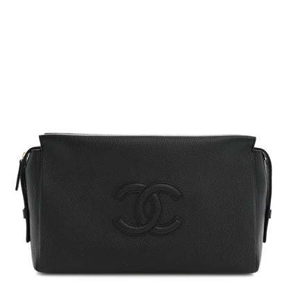 Chanel Grained Calfskin Large Zippered Pouch Black 1 of 10