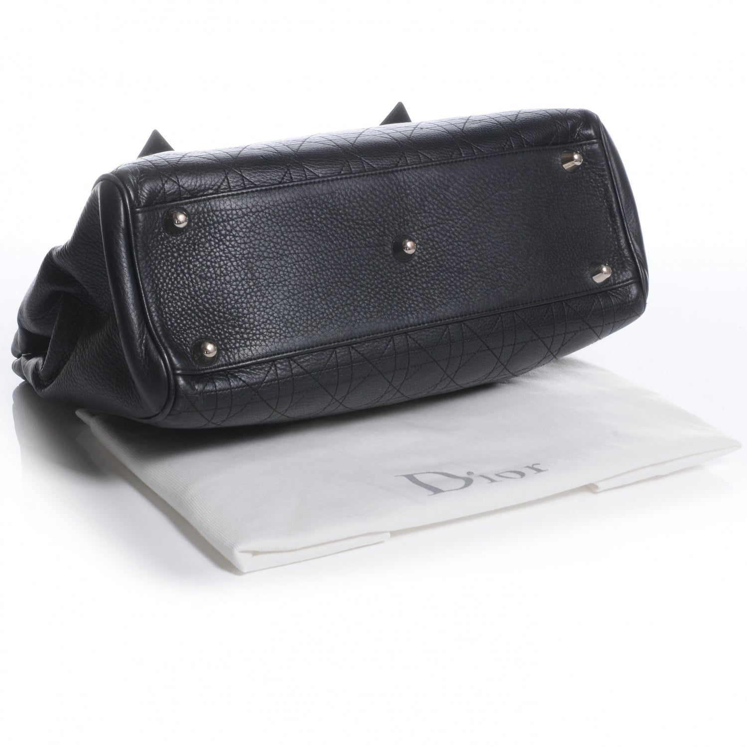 Christian Dior Leather Cannage Stitched Tote Black 4 of 7