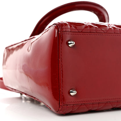 Christian Dior Patent Cannage Medium Lady Dior Burgundy Red 9 of 12