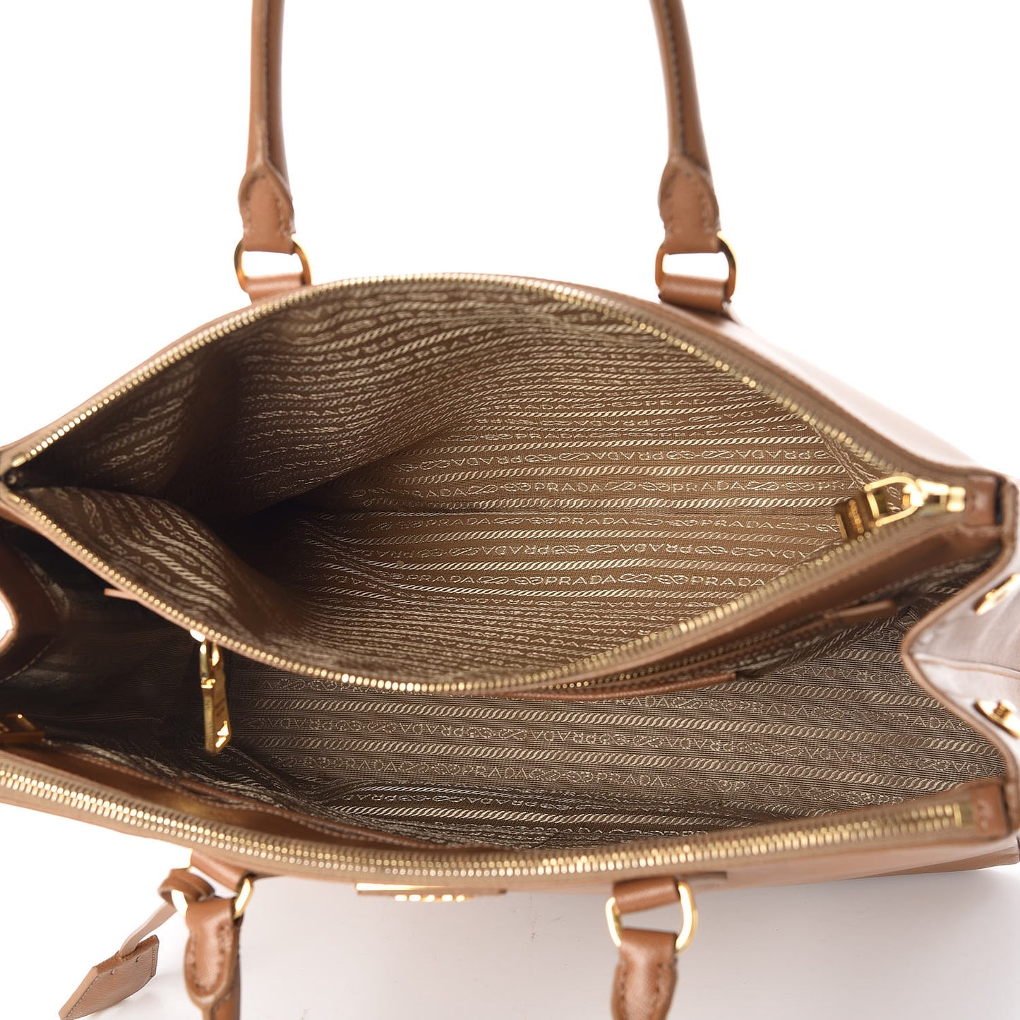 Saffiano Large Galleria Double Zip Tote Caramel