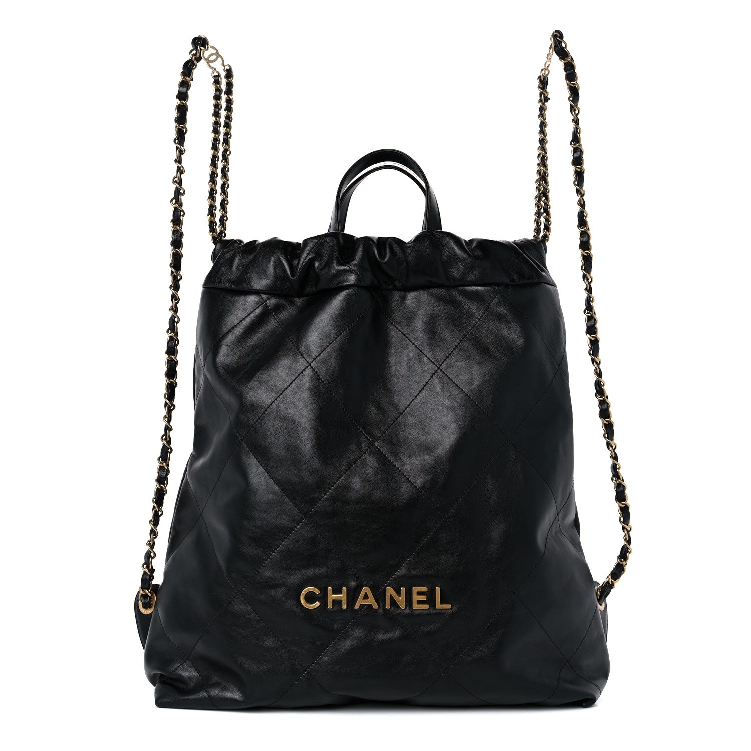 Chanel Shiny Calfskin Quilted Chanel 22 Backpack Black 1 of 10