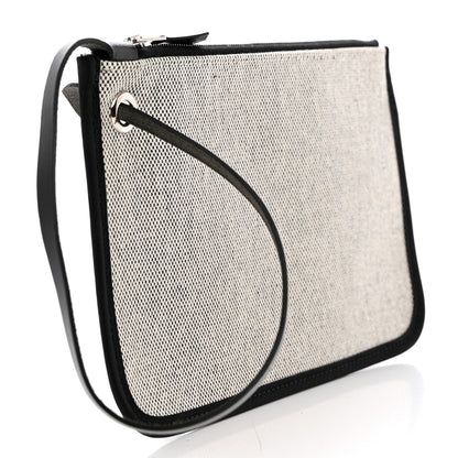 Hermes Vache Hunter Toile Herbag Pouch Ecru Black 3 of 7