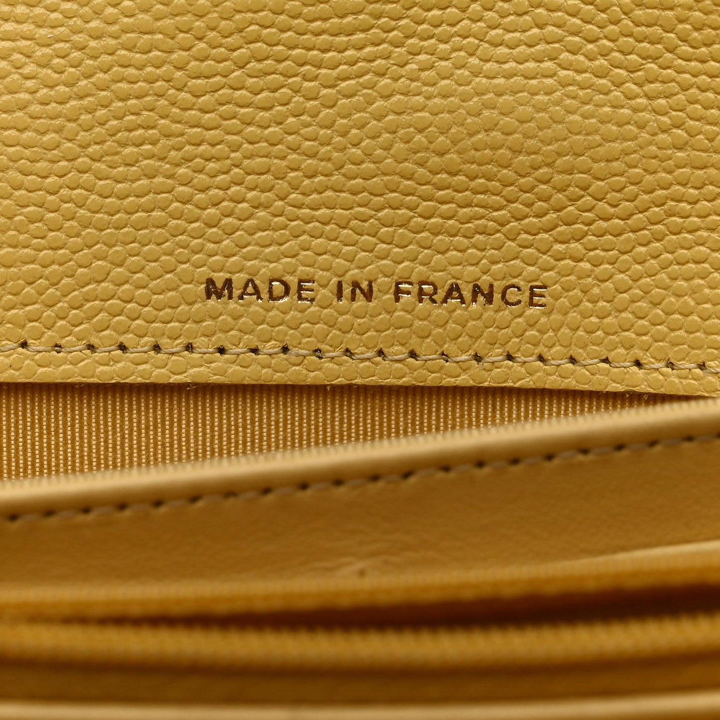 Caviar Quilted Large Gusset Flap Wallet Yellow
