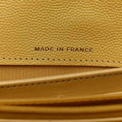 Chanel Caviar Quilted Large Gusset Flap Wallet Yellow 7 of 13