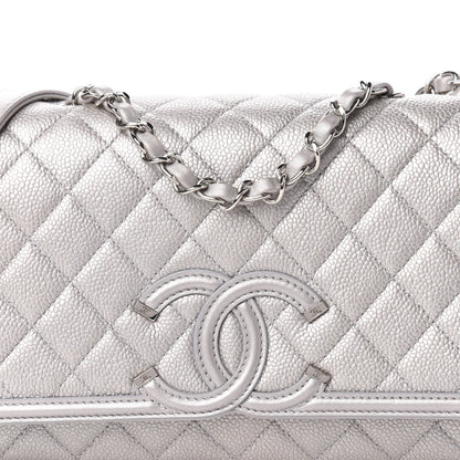 Chanel Metallic Caviar Quilted Medium CC Filigree Flap Silver 14 of 14