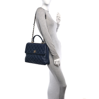 Chanel Lambskin Quilted Large Trendy CC Flap Dual Handle Bag Navy Blue 2 of 10