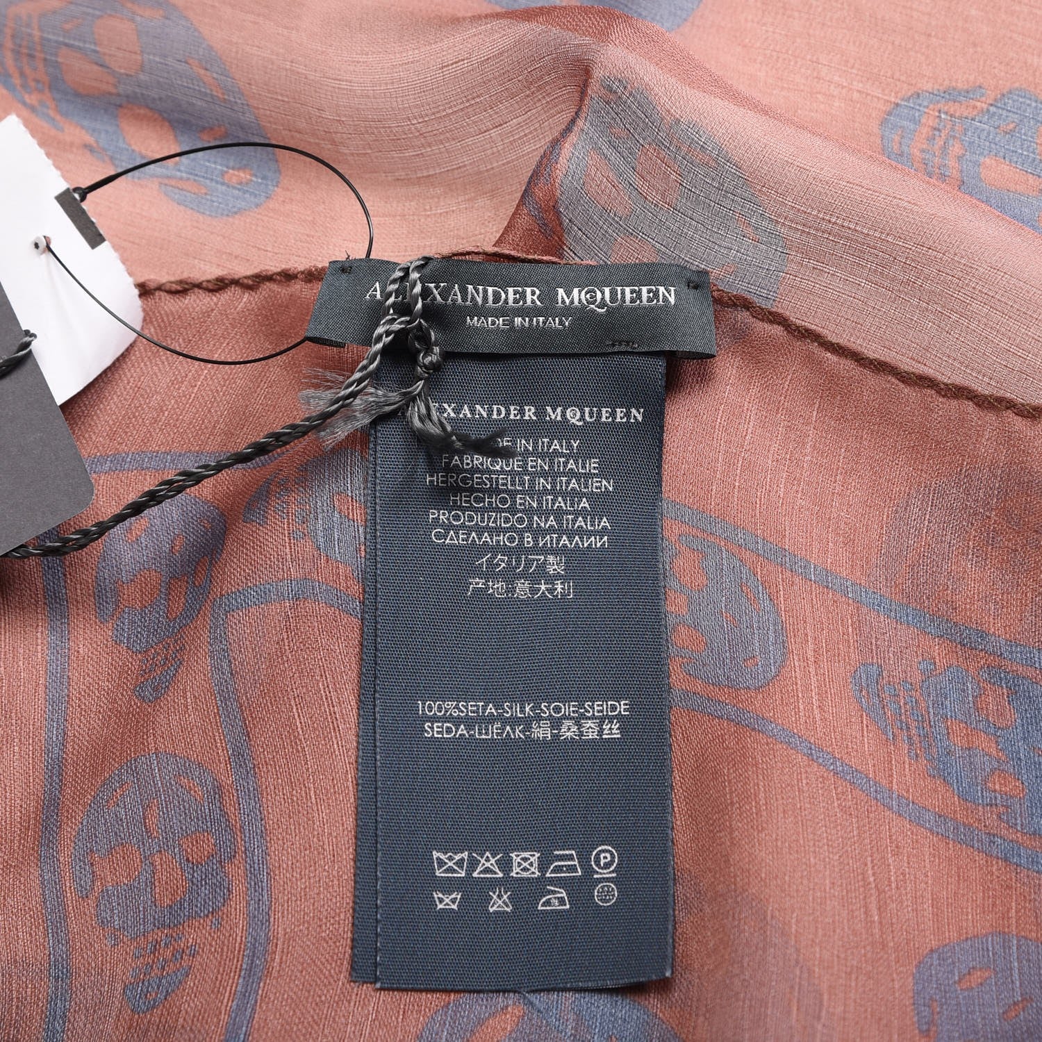 Alexander McQueen Silk Chiffon Skull Scarf Coral Blue 5 of 6
