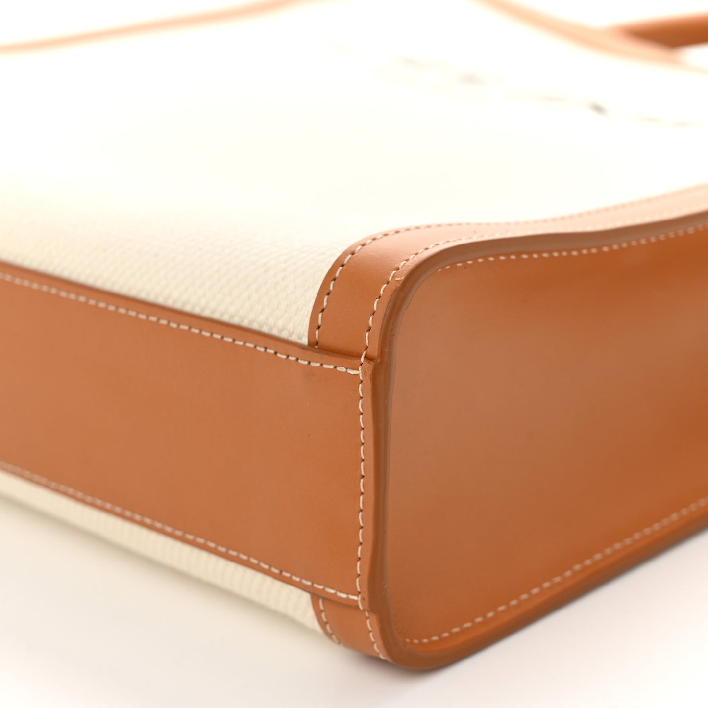 Canvas Calfskin Logo Print Small Vertical Cabas Natural Tan