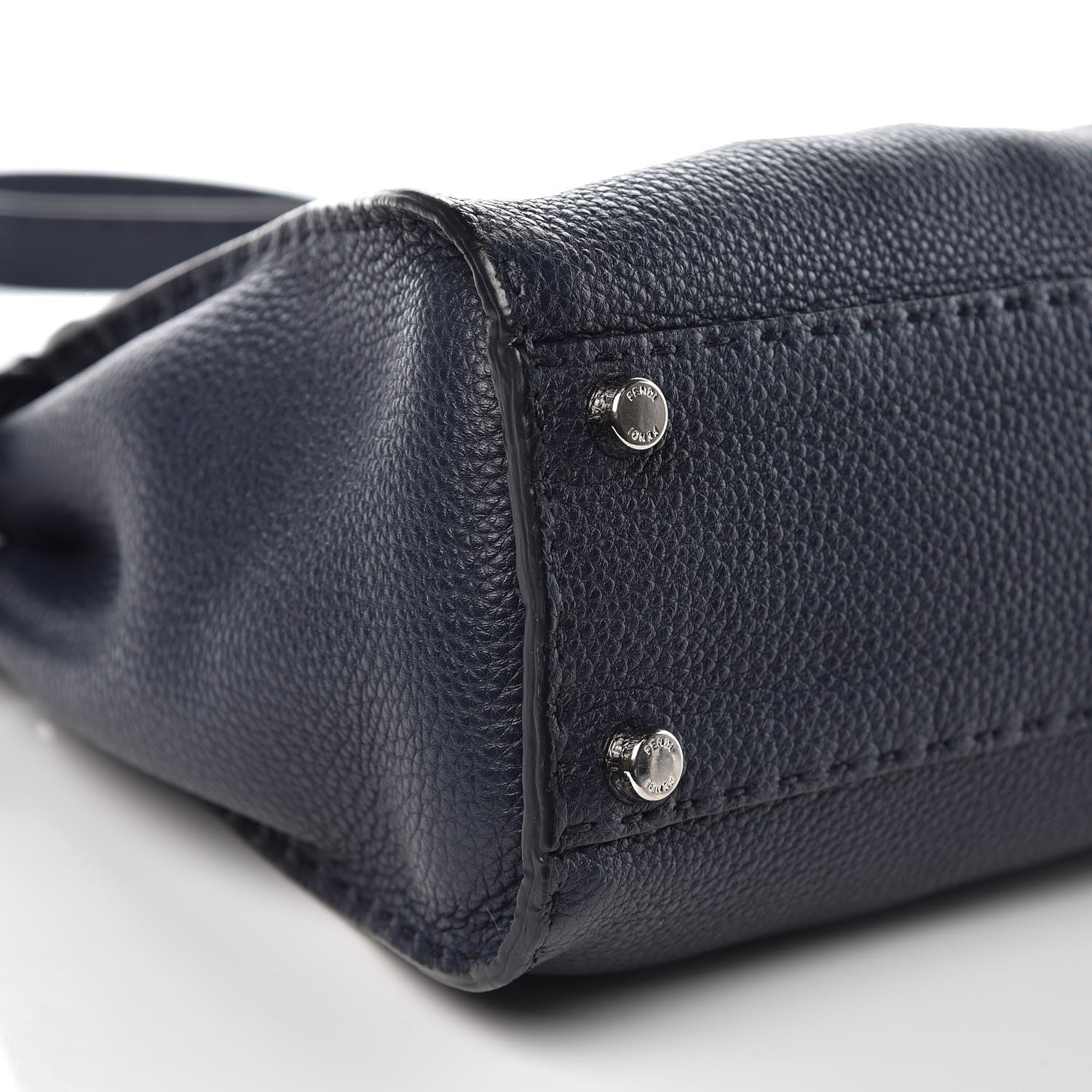 Fendi Cuoio Romano Selleria Medium Peekaboo Iconic Satchel Blue Notte 9 of 11