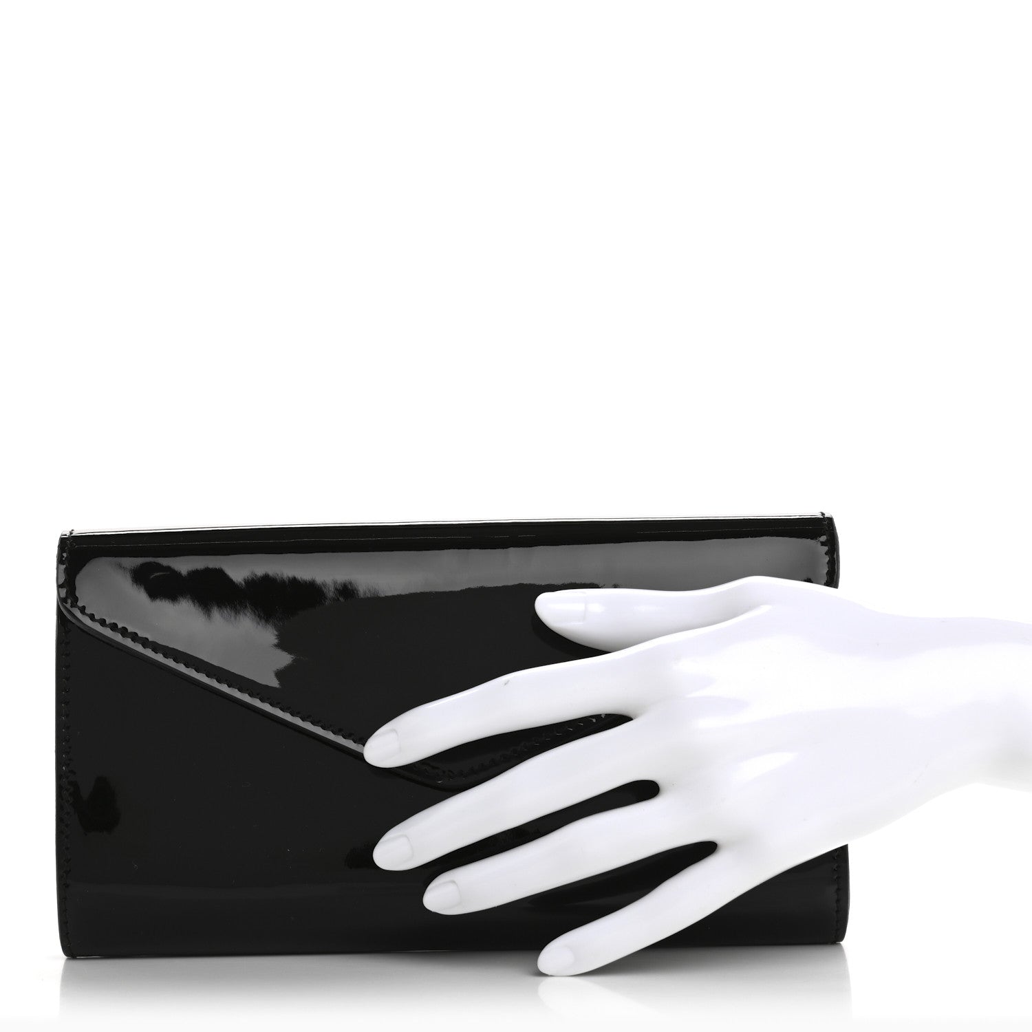 Saint Laurent Patent Y-Mail Zip Around Wallet Black 2 of 12