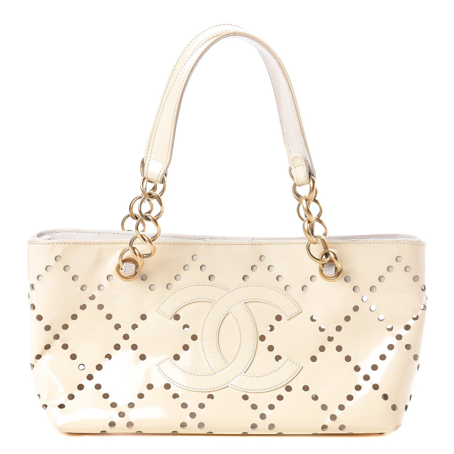 Chanel Patent Perforated CC Tote White 1 of 15