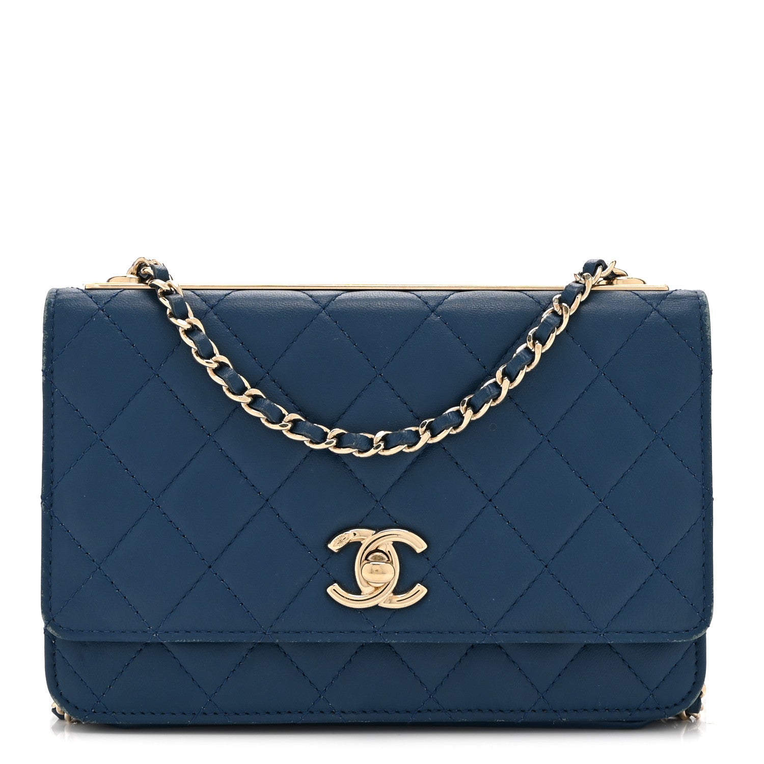 Chanel Lambskin Quilted Trendy CC Wallet On Chain WOC Blue 1 of 14