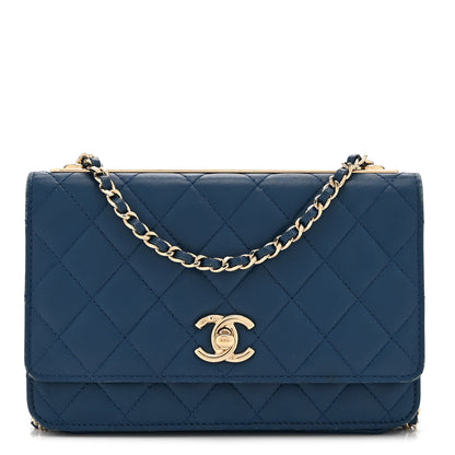 Chanel Lambskin Quilted Trendy CC Wallet On Chain WOC Blue 1 of 14