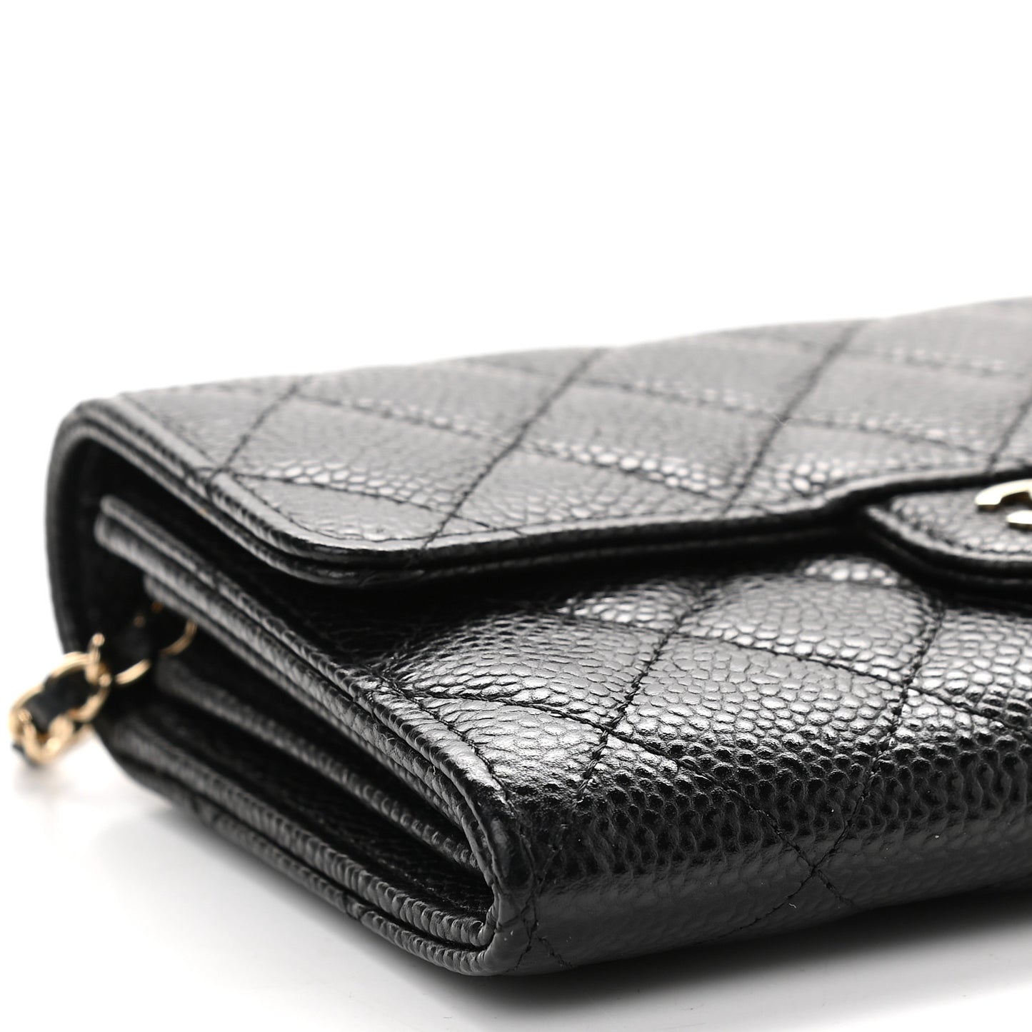 Caviar Quilted Classic Clutch With Chain Black