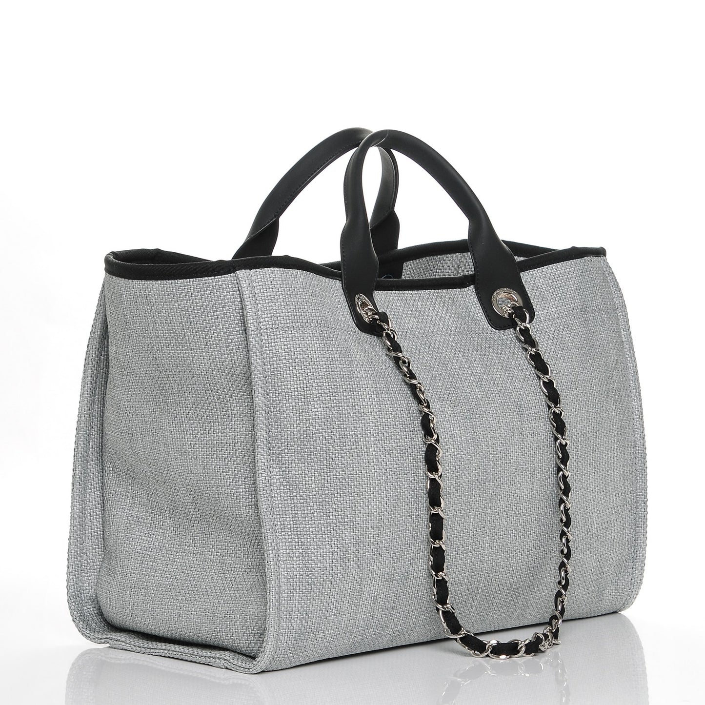 Woven Straw Raffia Deauville Large Tote Grey