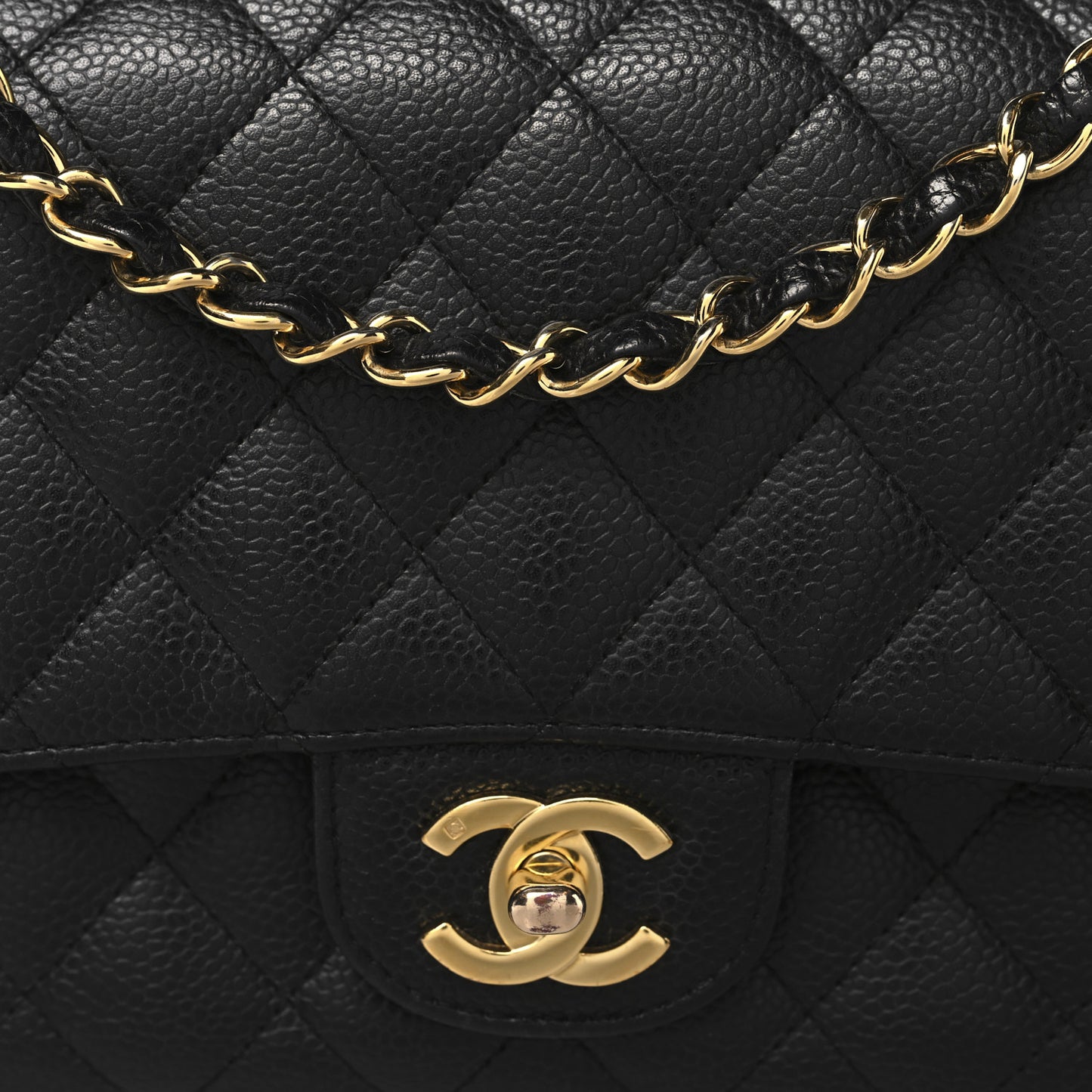 Caviar Quilted Medium Double Flap Black