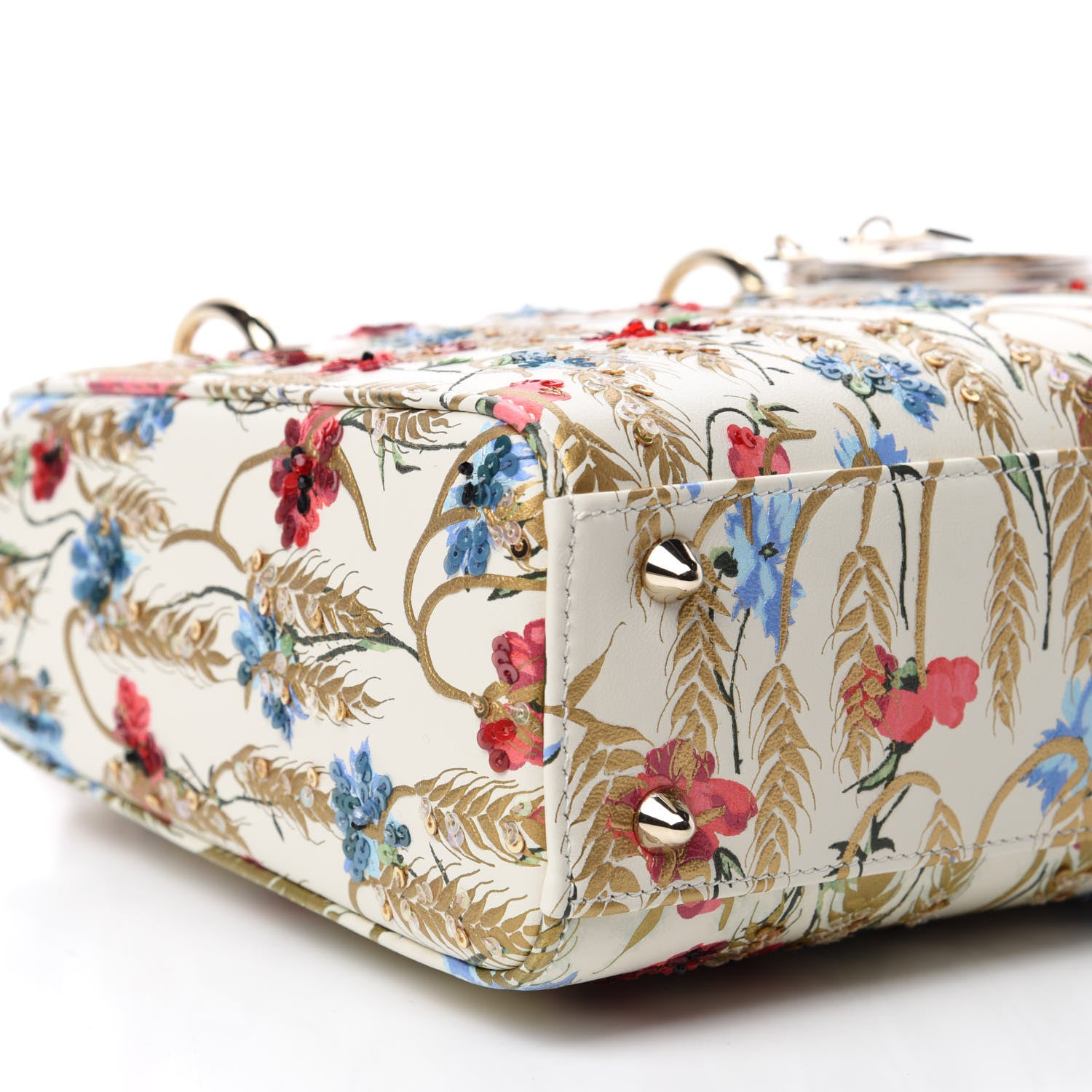 Christian Dior Calfskin Hibiscus Printed Embroidered My ABCDior Lady Dior Beige Multicolor 6 of 10