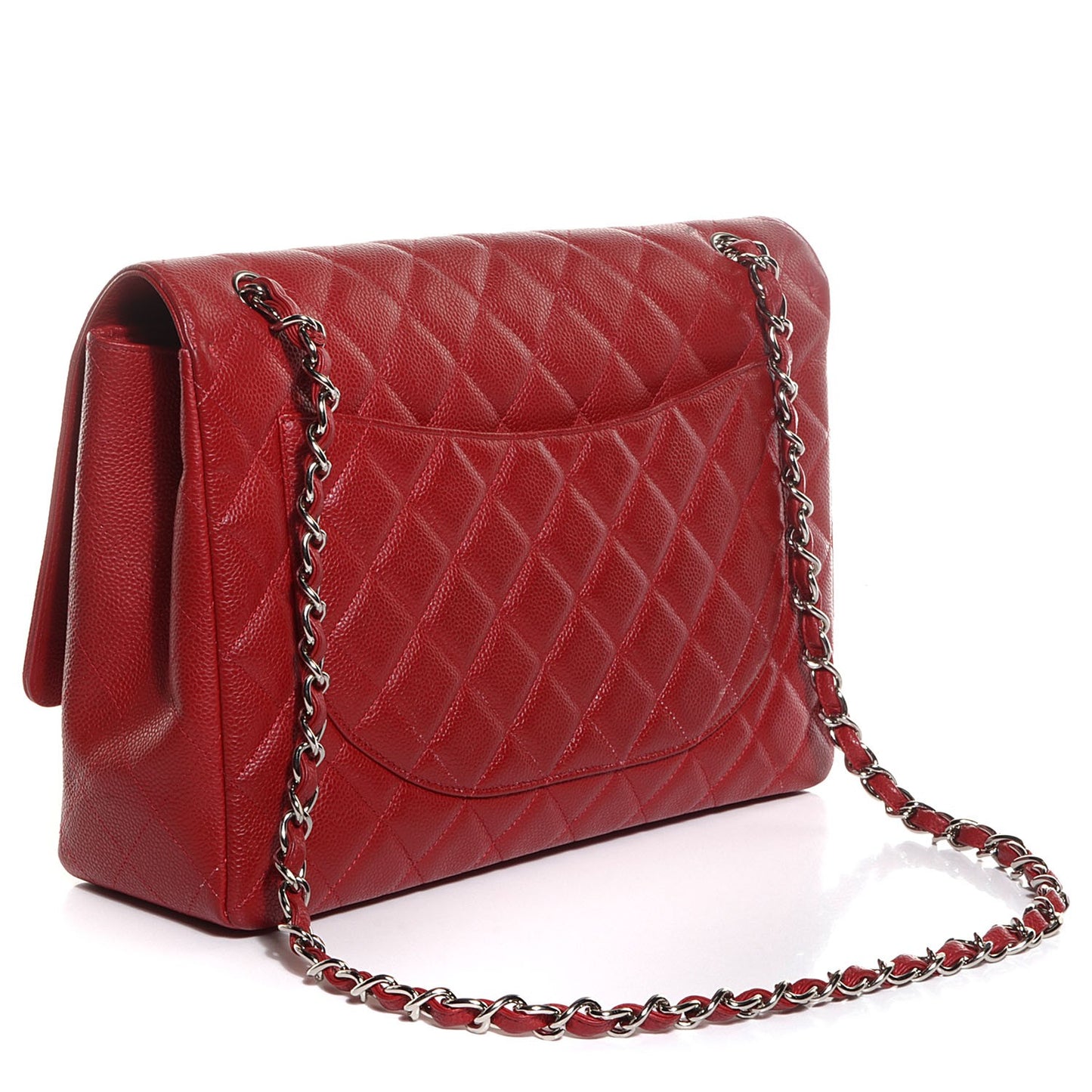 Caviar Quilted Maxi Single Flap Red