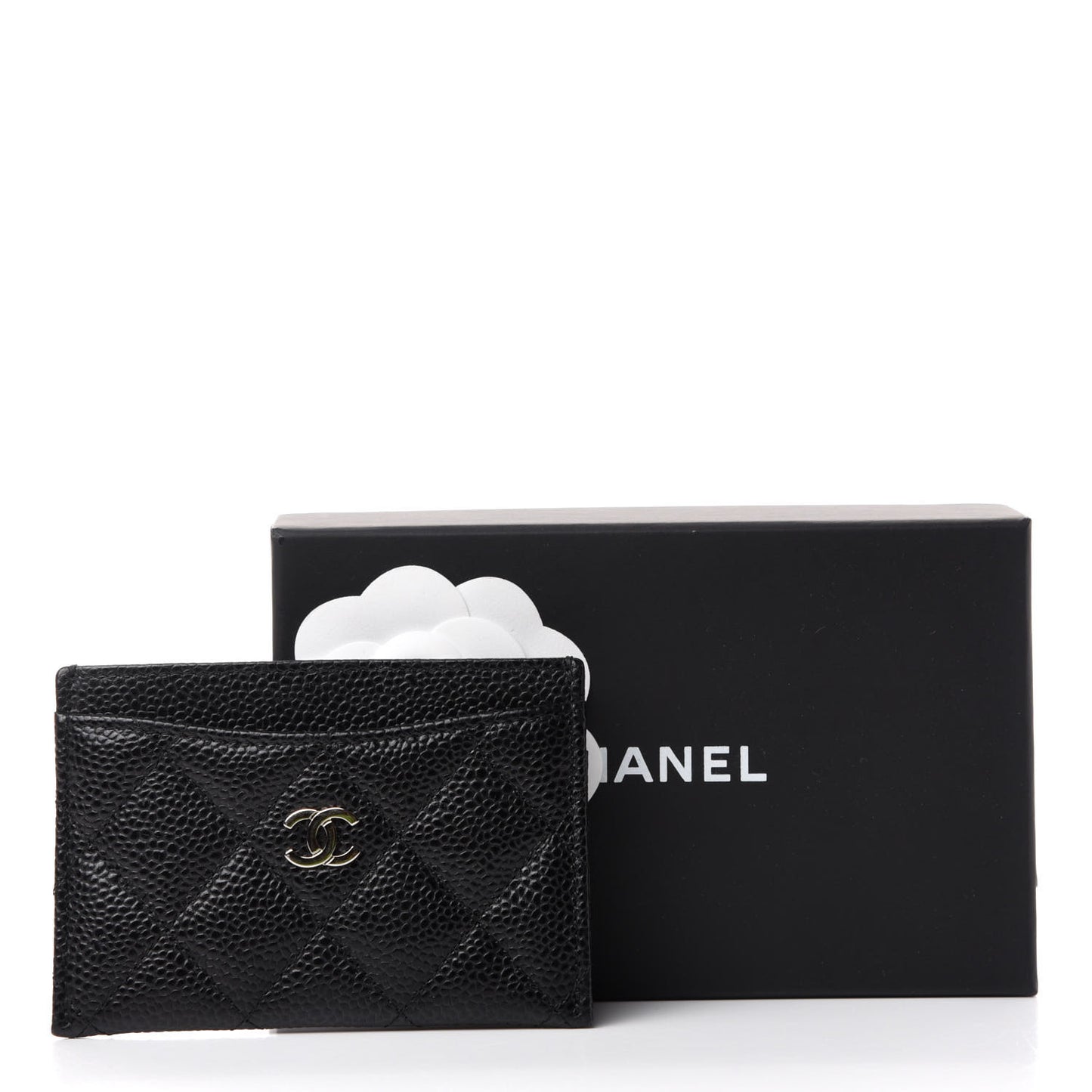 Caviar Quilted Card Holder Black