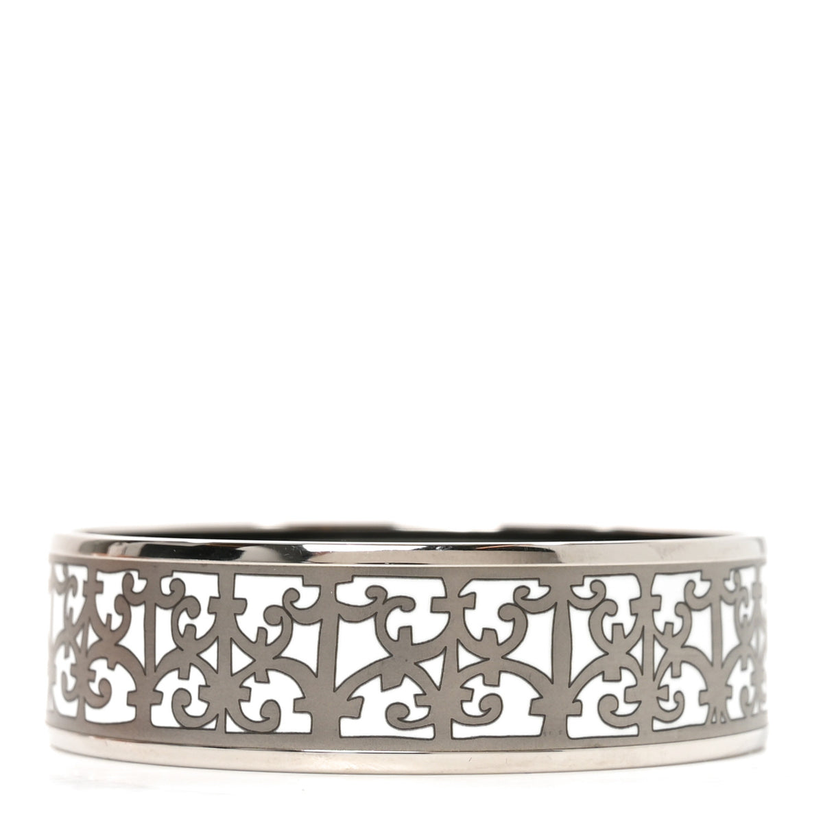Hermes Enamel Printed Wide Balcons du Guadalquivir Bracelet 65 Silver 1 of 6