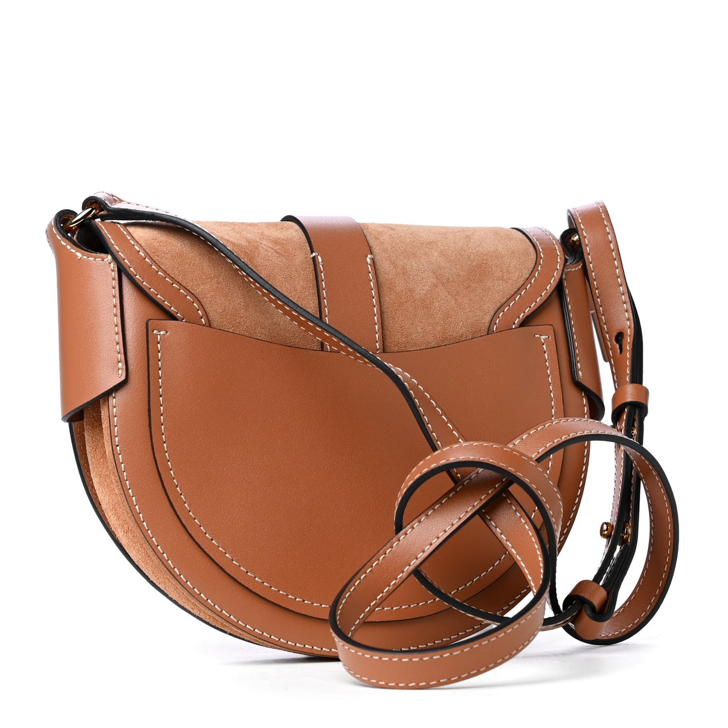 Shiny Calfskin Small Darryl Saddle Crossbody Bag Arizona Brown