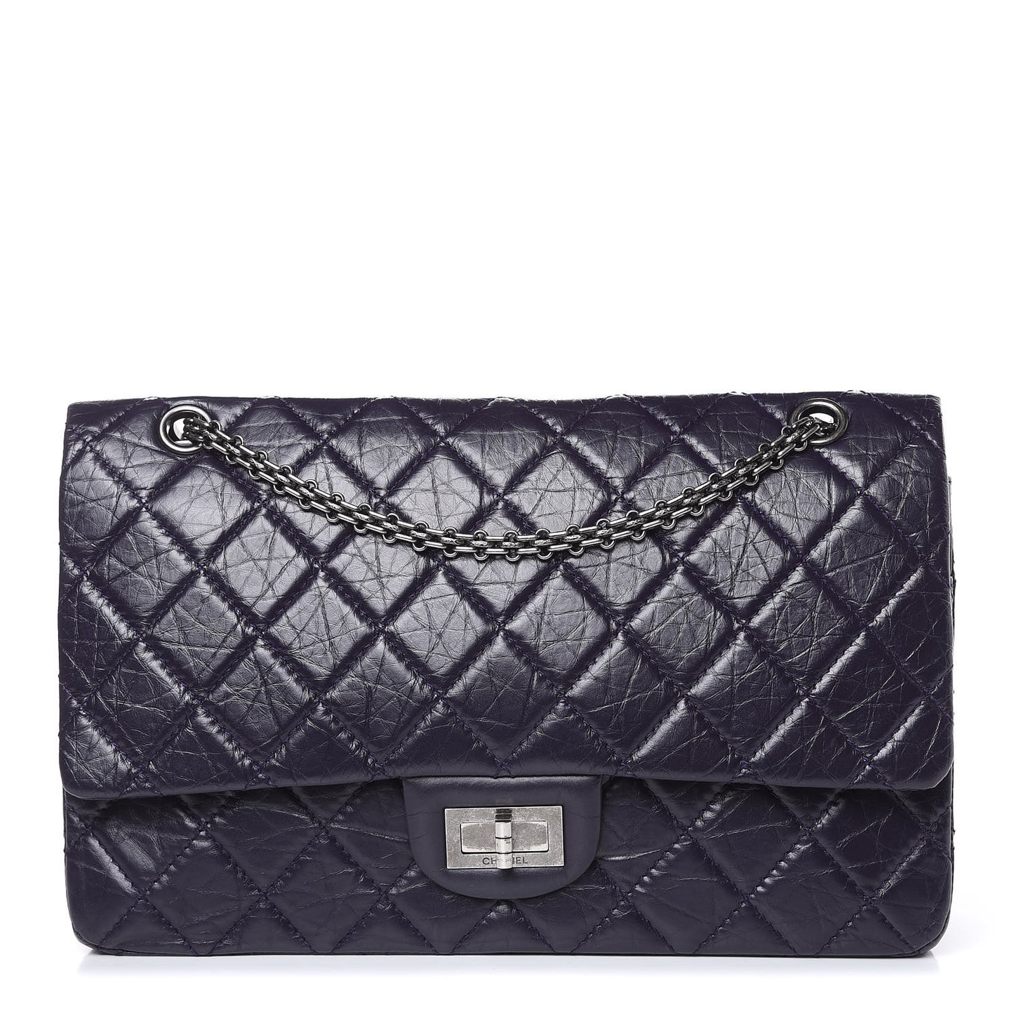 Aged Calfskin Quilted 2.55 Reissue 227 Flap Dark Purple