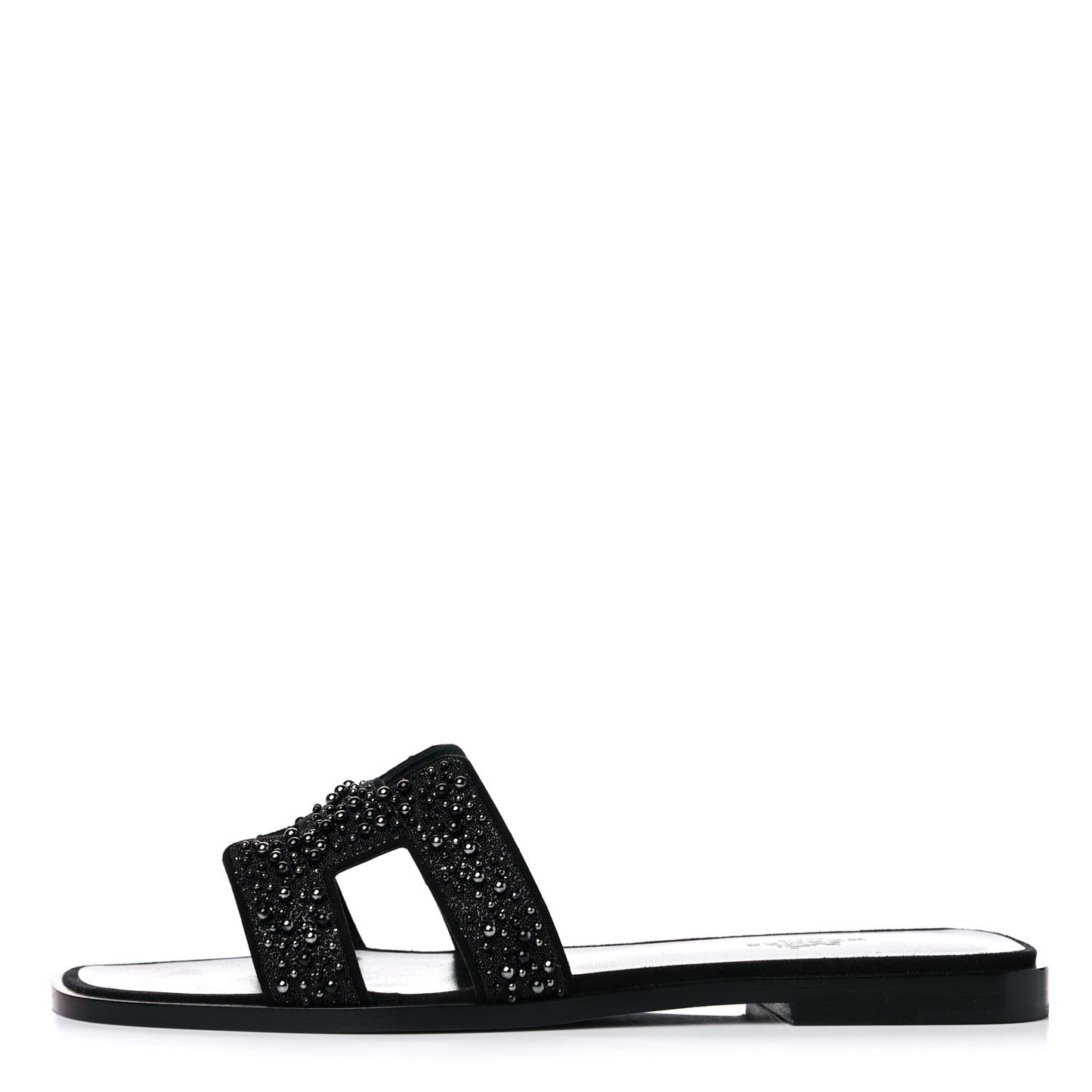 Goatskin Crystal Oran Sandals 37 Black