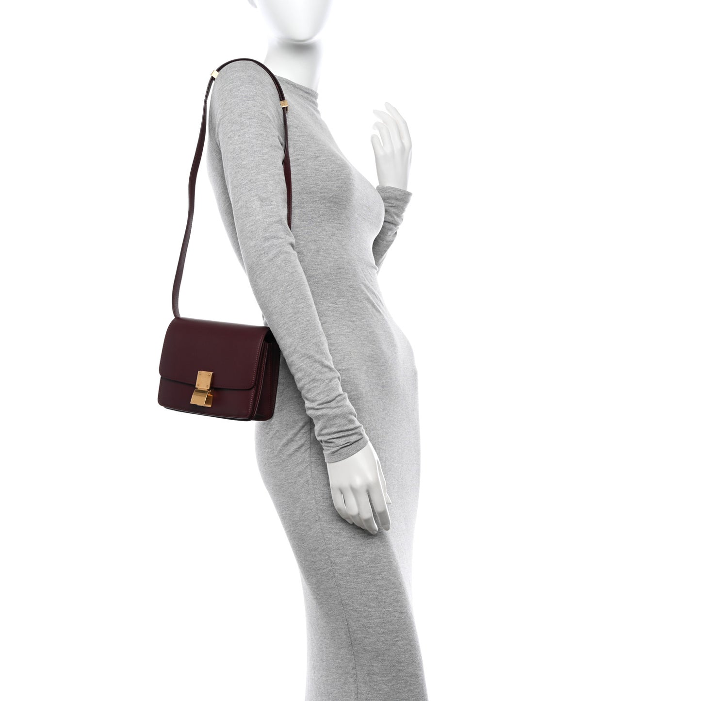 Box Calfskin Small Classic Box Flap Bag Burgundy