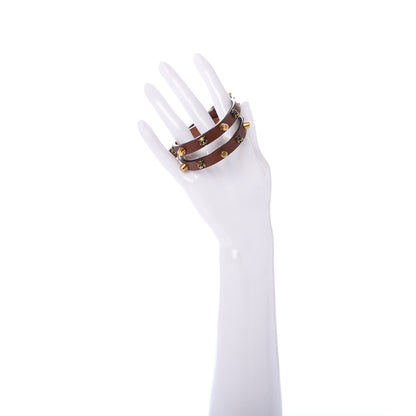 Gucci Calfskin Feline Head Studded Bracelet Brown 2 of 5