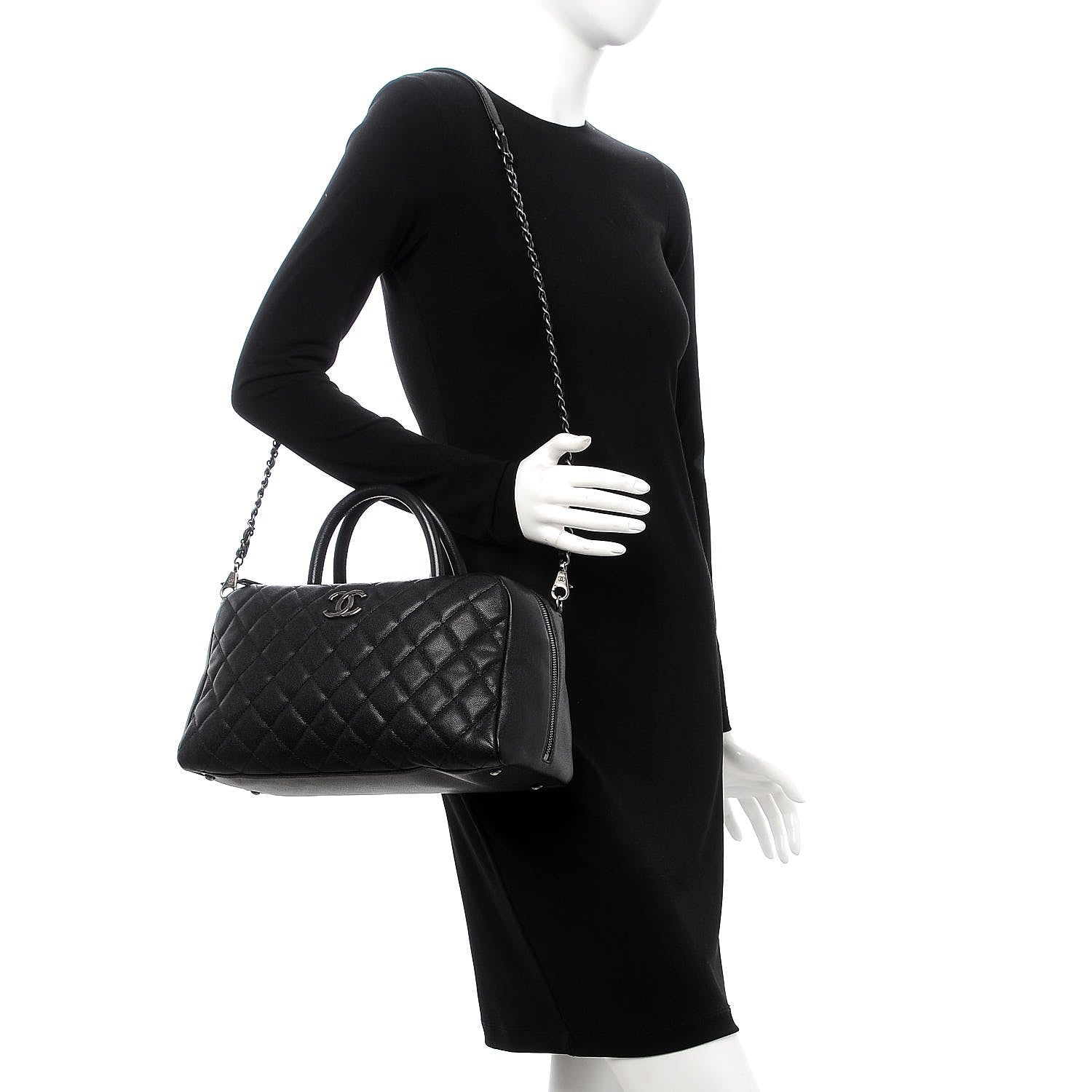 Chanel Caviar Quilted Large Coco Handle Bowling Bag Black 2 of 8