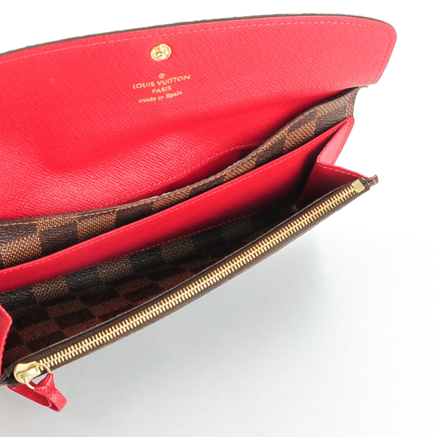 Louis Vuitton Damier Ebene Emilie Wallet Red 5 of 8