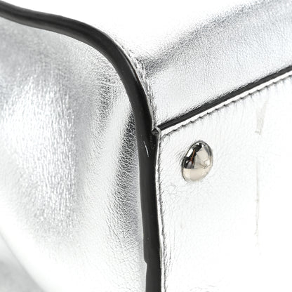 Fendi Vitello Catalan Mirror Medium Peekaboo Iconic Satchel Argento 13 of 14