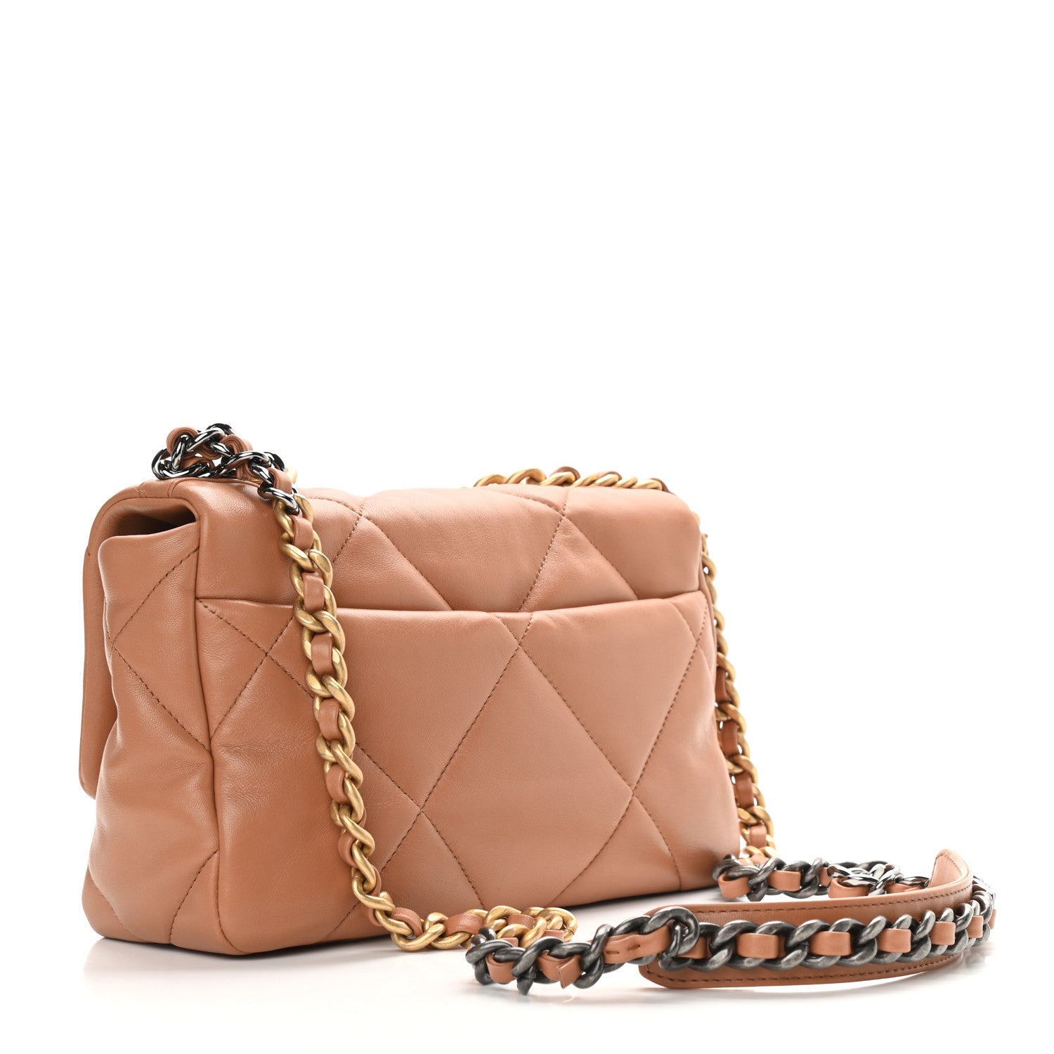 Chanel Lambskin Quilted Medium Chanel 19 Flap Light Brown 3 of 9