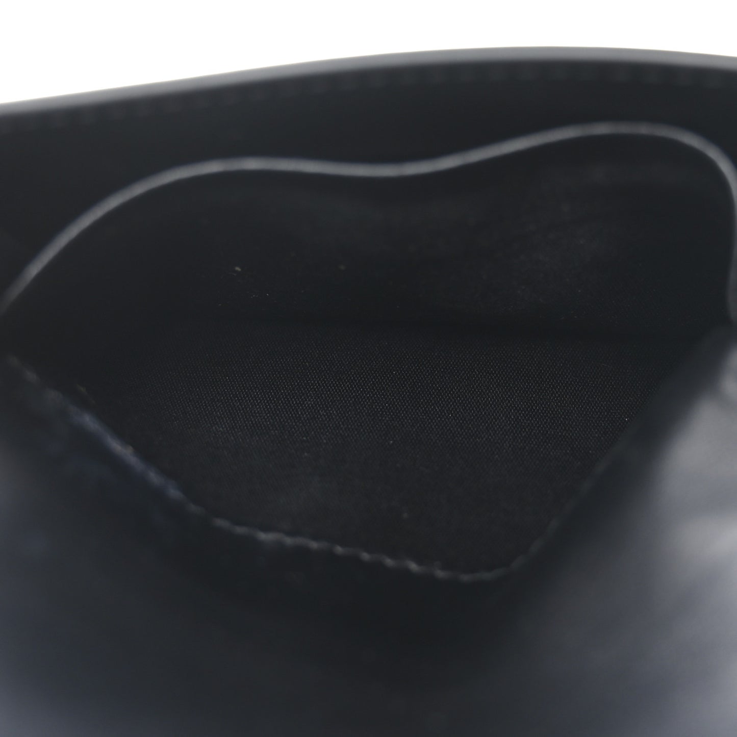 Shiny Calfskin Triomphe Flap Card Holder Black