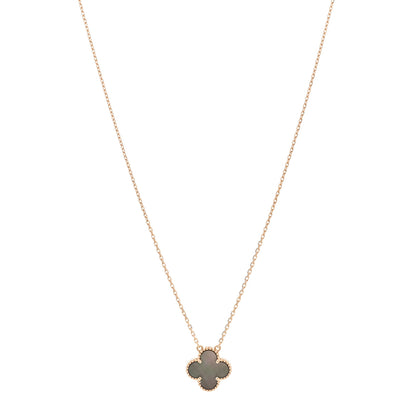 Van Cleef & Arpels 18K Rose Gold Gray Mother of Pearl Vintage Alhambra Pendant Necklace 1 of 6