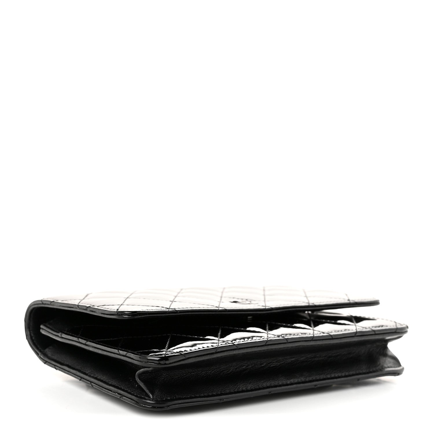 Chanel Patent Quilted Wallet On Chain WOC Black 3 of 10