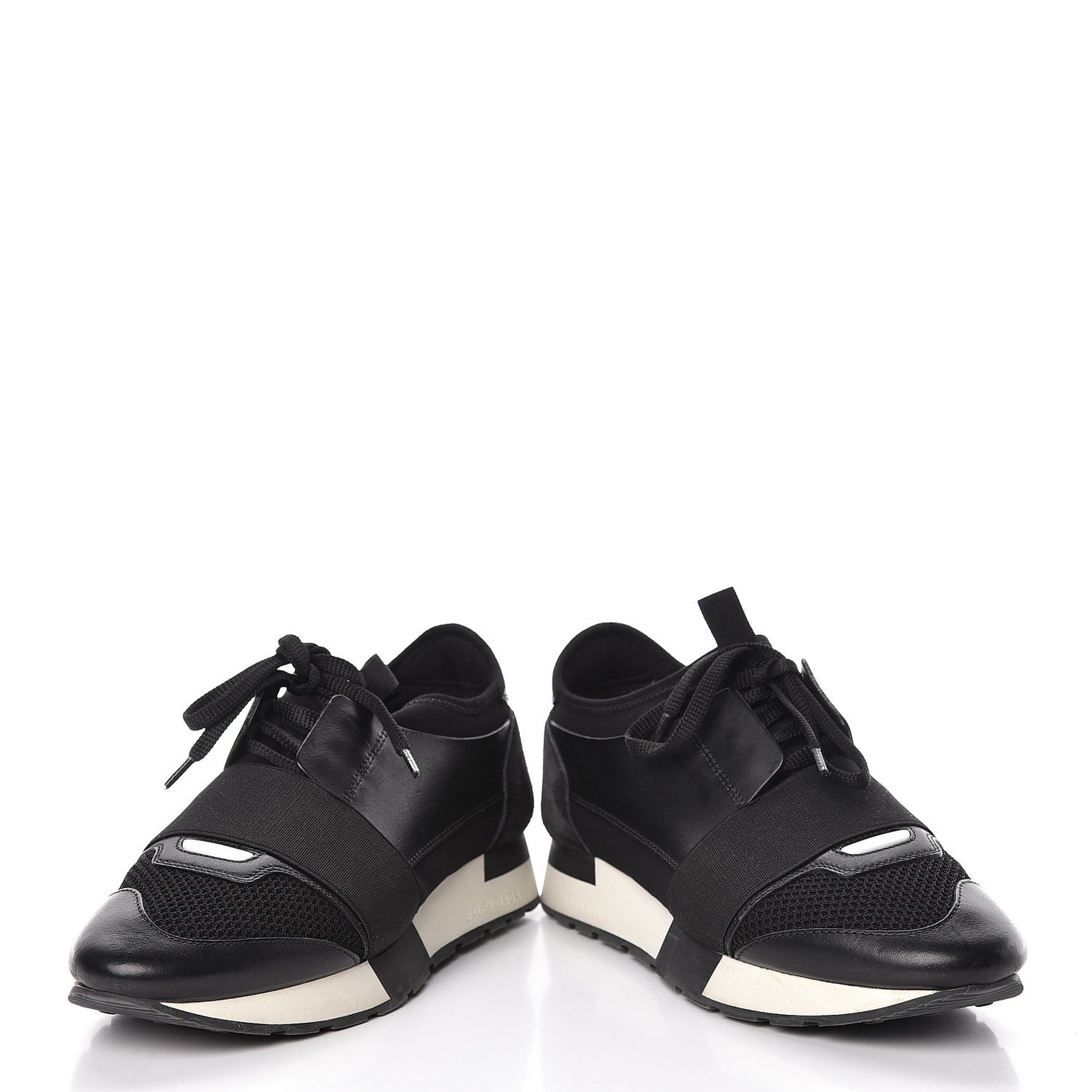 Mesh Calfskin Neoprene Suede Womens Race Runner Sneakers 37 Black