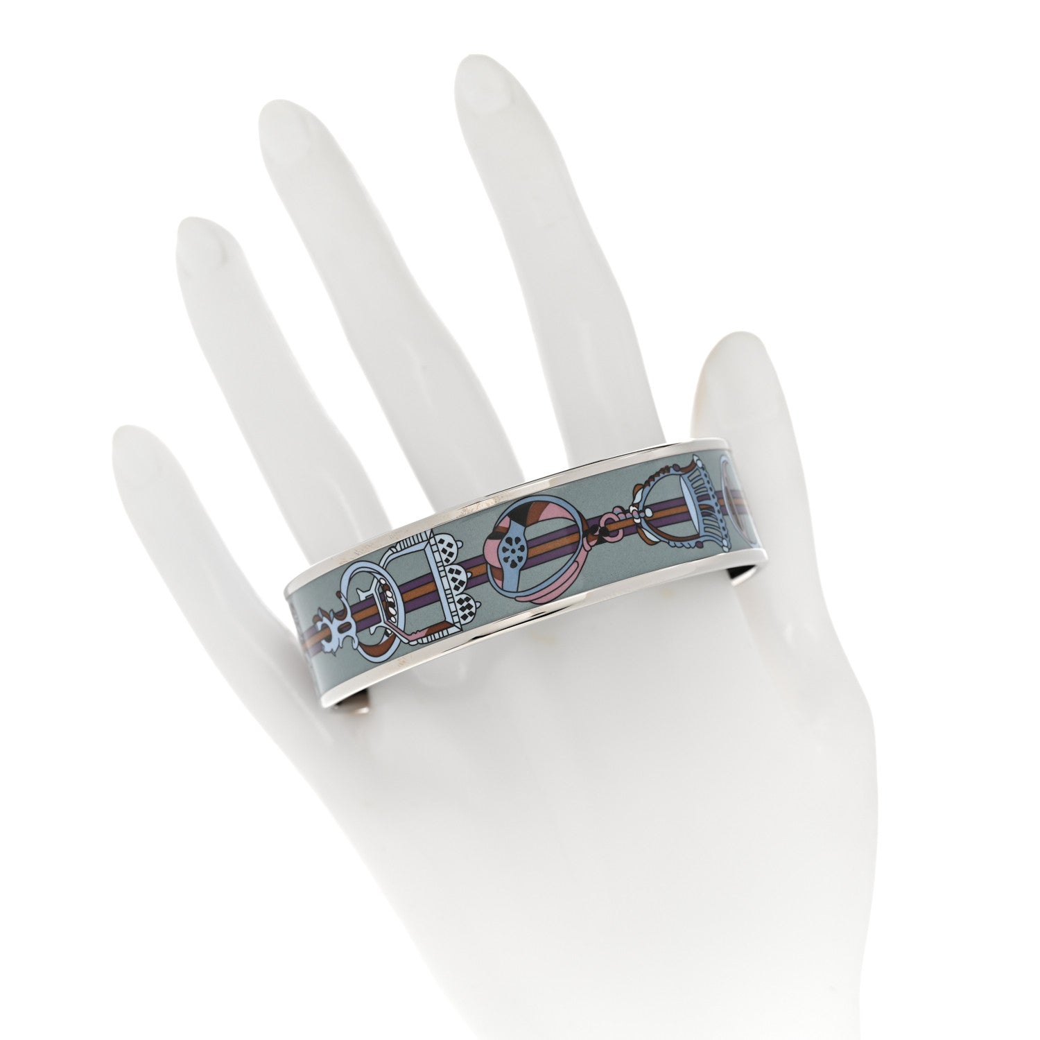 Hermes Enamel Printed Wide Concours D'Etriers Bracelet 2 of 6