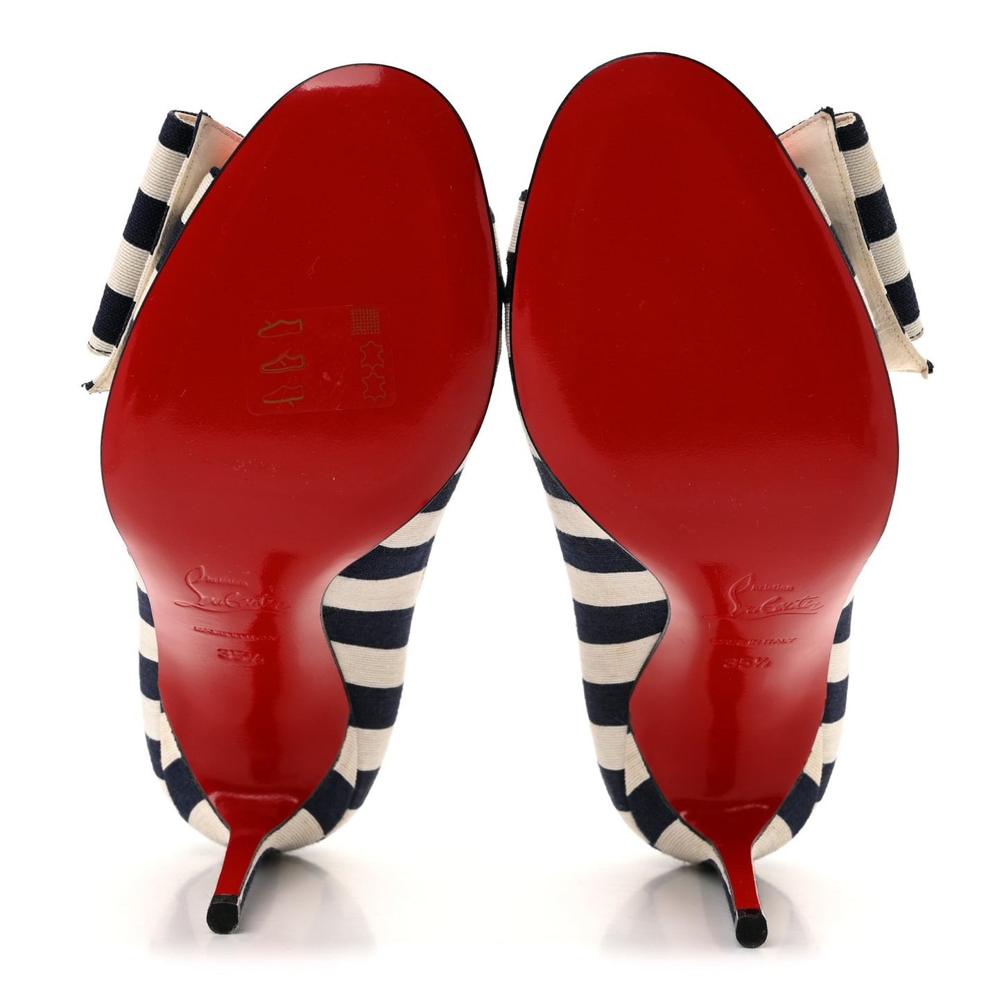 Canvas Striped Just Soon 85 Peep Toe Pumps 35.5 Navy White