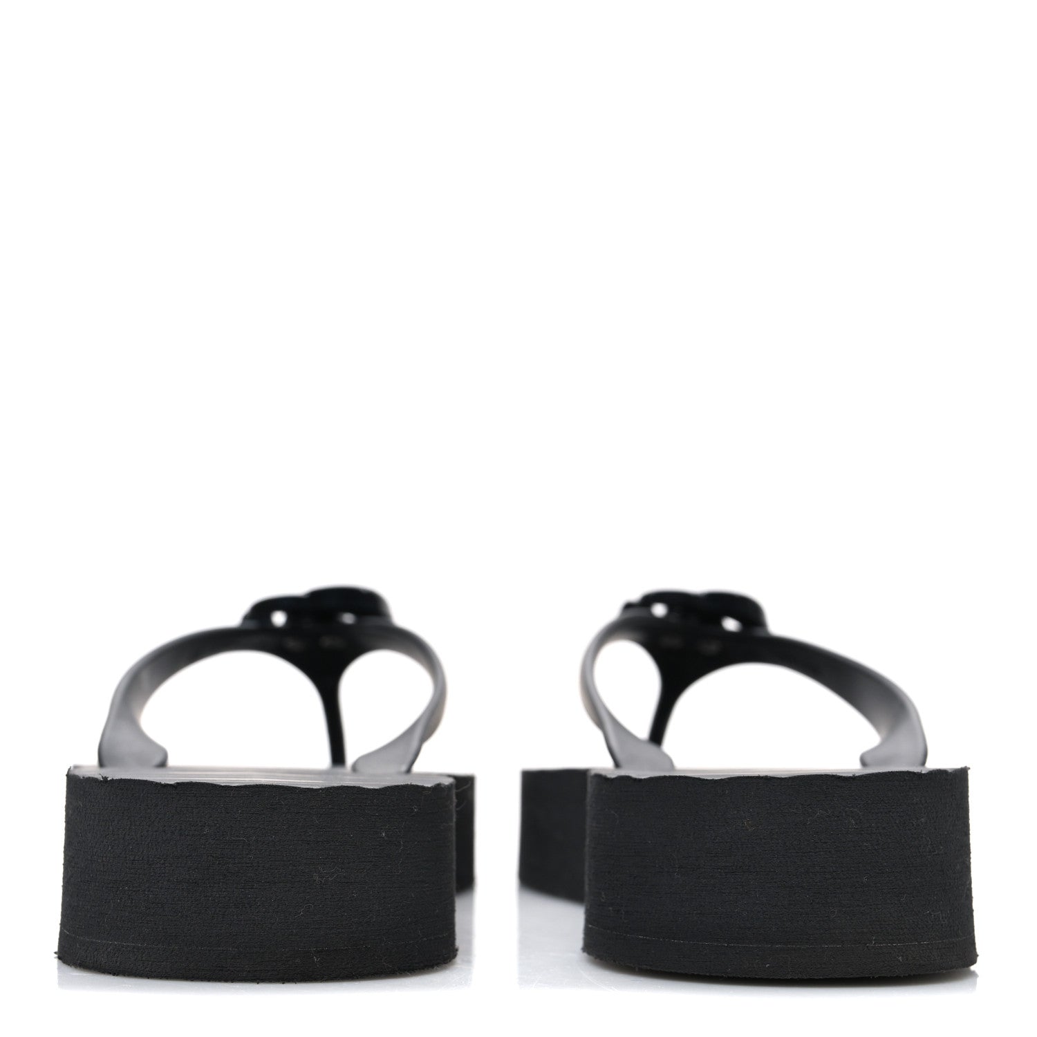 Gucci Rubber Chevron Womens GG Thong Sandals 39 Black 6 of 10