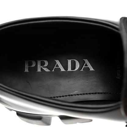 Prada Spazzolato Rois Metal Triangle Logo Mens Monolith 60mm Loafers 6 Black 7 of 8