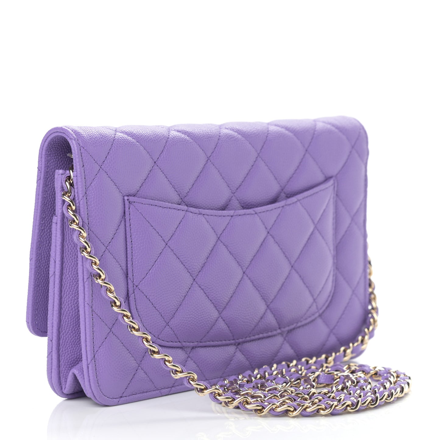 Caviar Quilted Wallet On Chain WOC Purple