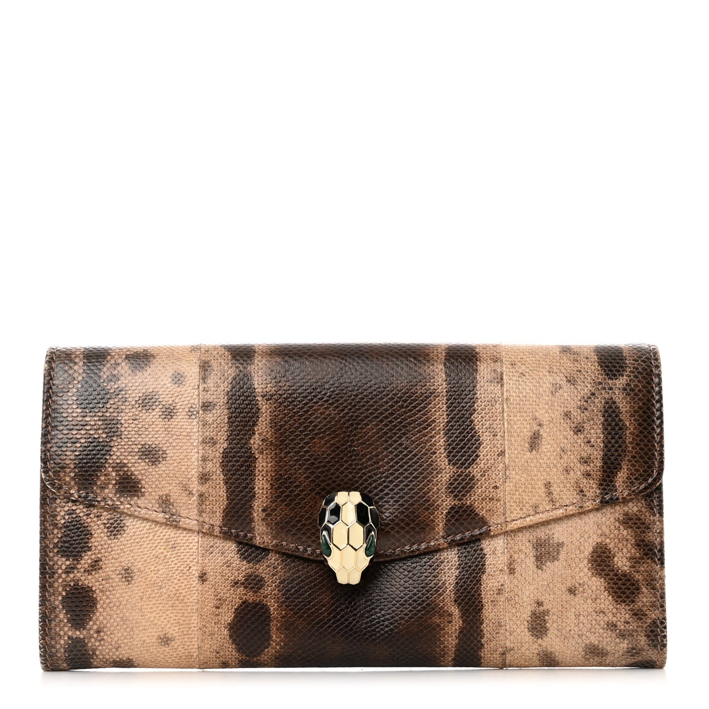 Karung Calfskin Serpenti Forever Long Wallet Brown