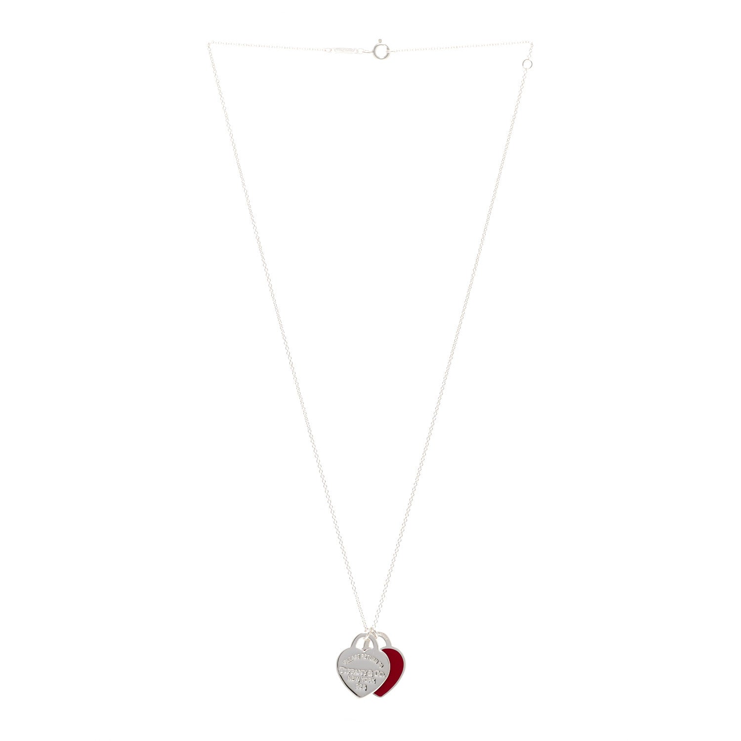 Tiffany Sterling Silver Enamel Return to Tiffany Double Heart Tag