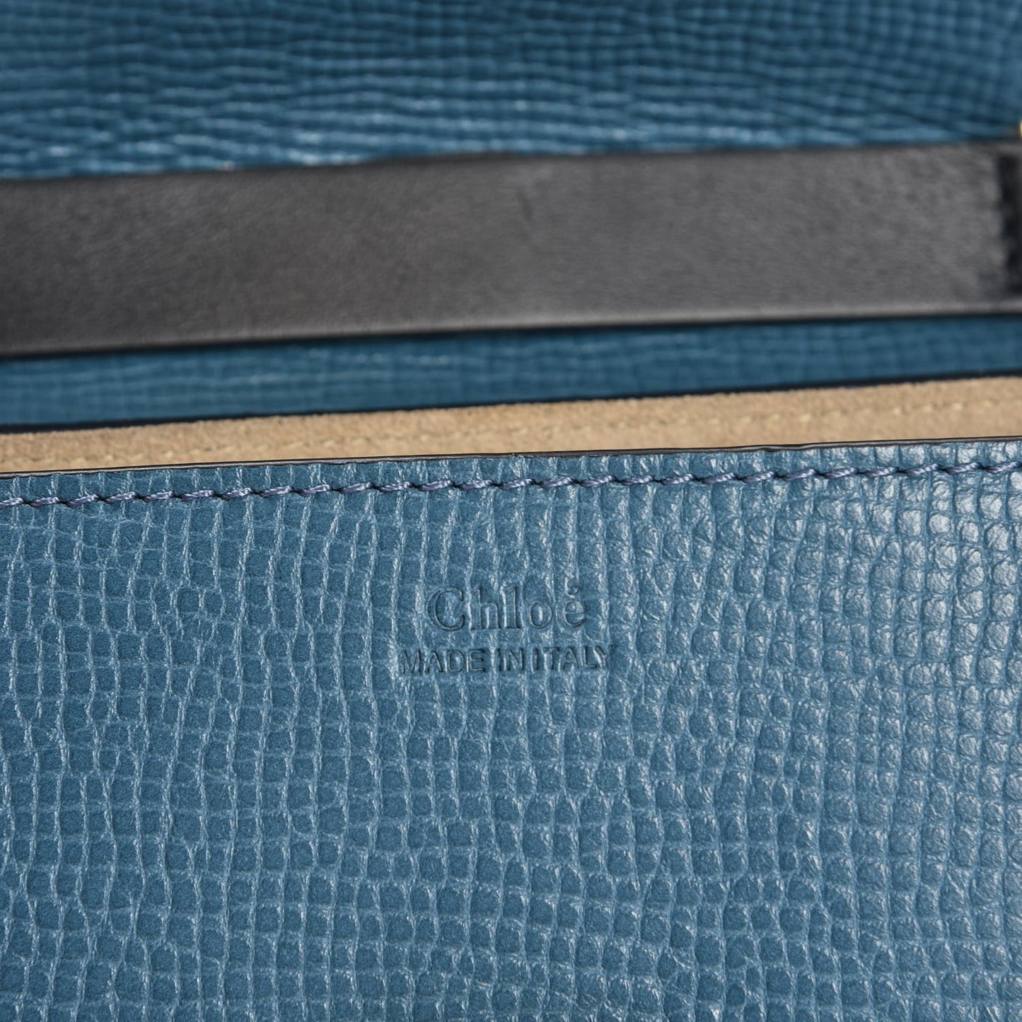 Grained Calfskin Lambskin Mini Bi-Color Drew Shoulder Bag Blue Black